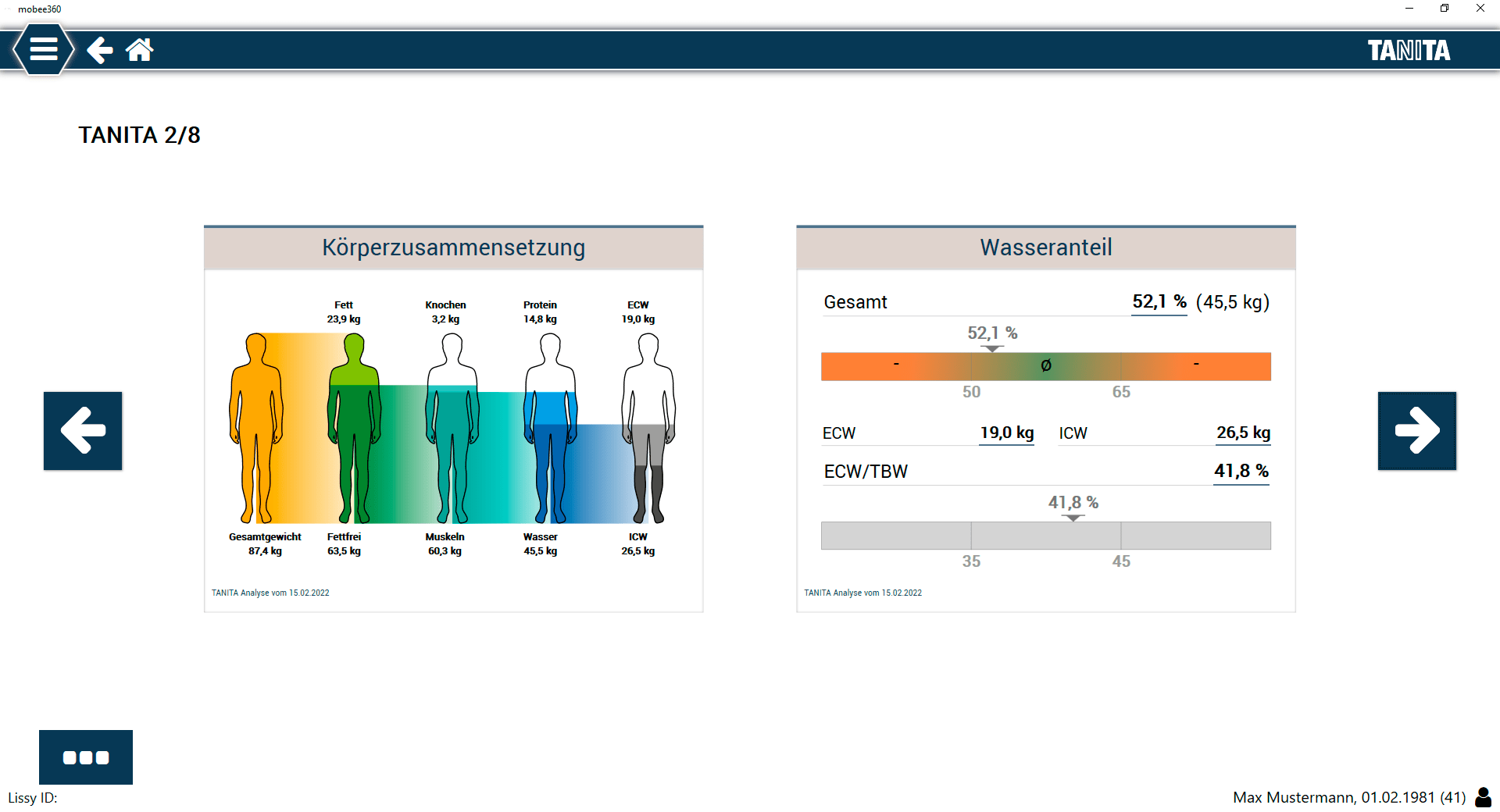 mobee Tanita, Körperzusammensetzung, Gesundheit, Beweglichkeit, Domitner GmbH