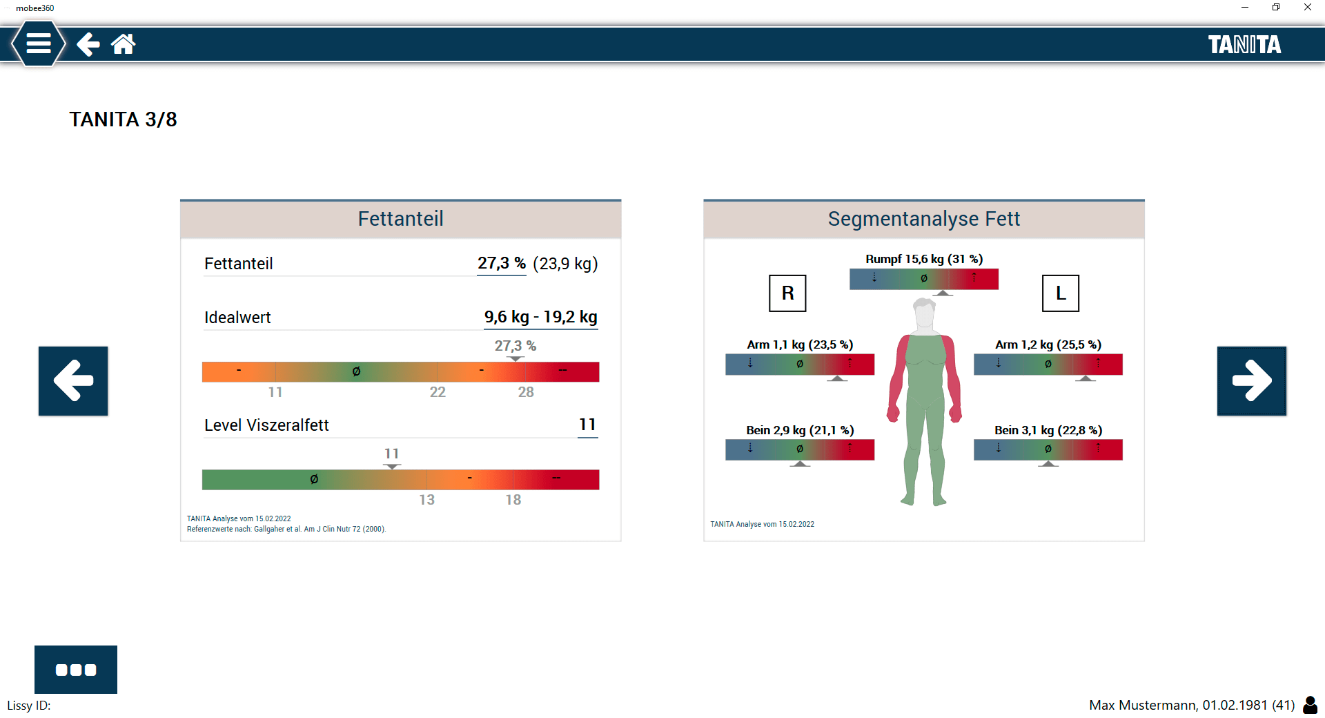 mobee Tanita, Körperzusammensetzung, Gesundheit, Beweglichkeit, Domitner GmbH